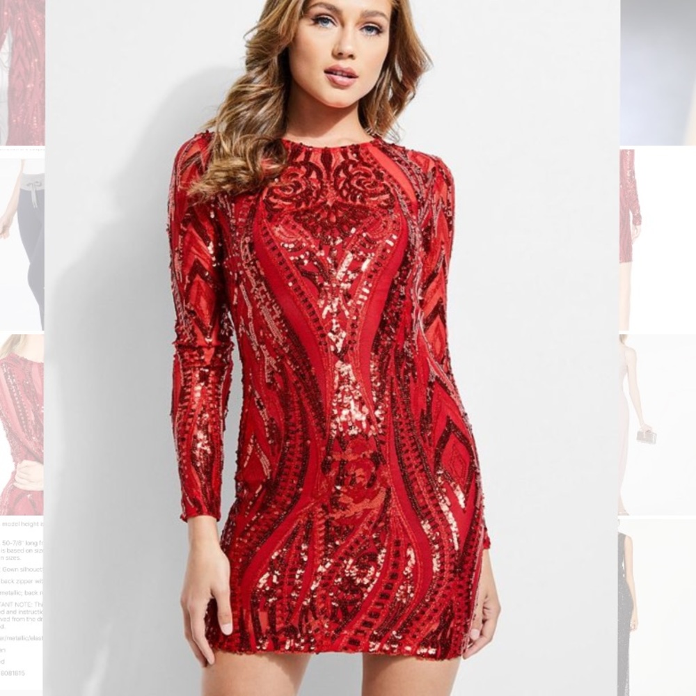 New Guess red sequin mini dress sz Medium